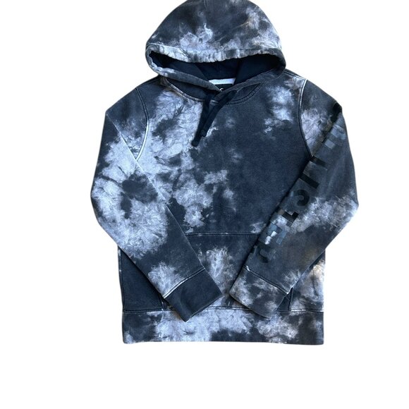 Hollister Gray Tie Dye Hoodie Sz XS Spell Out Logo Kangaroo Pocket Cozy Y2K Vtg - Picture 3 of 6